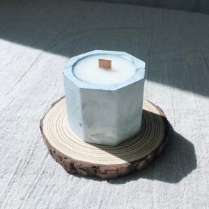 八角柱體雲石紋擴香蠟燭